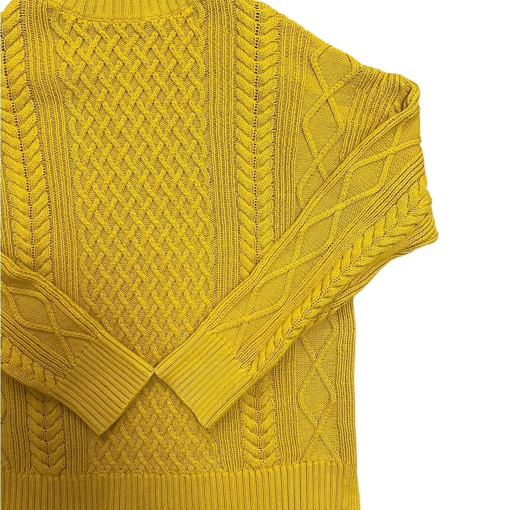 J. Crew oversized 100% cotton Mustard Cable Knit mockneck Sweater